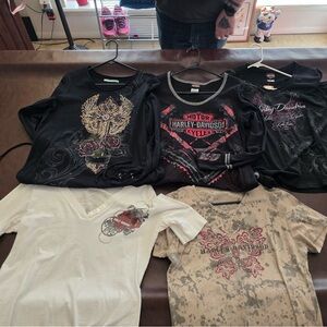 Harley-Davidson Women's Short Sleeve Tees - Black, Red, Beige